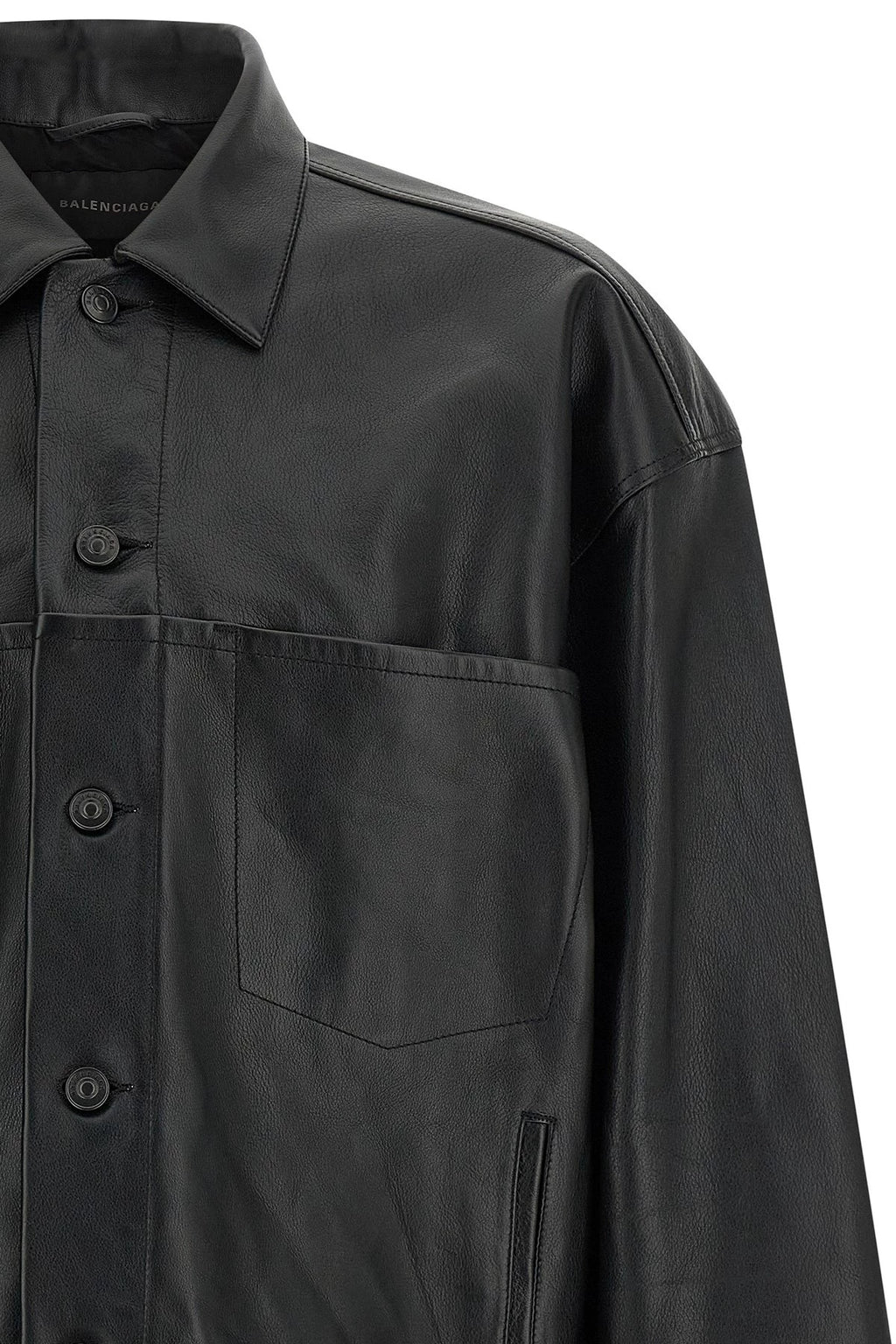 Balenciaga Men's Leather Jacket in Black