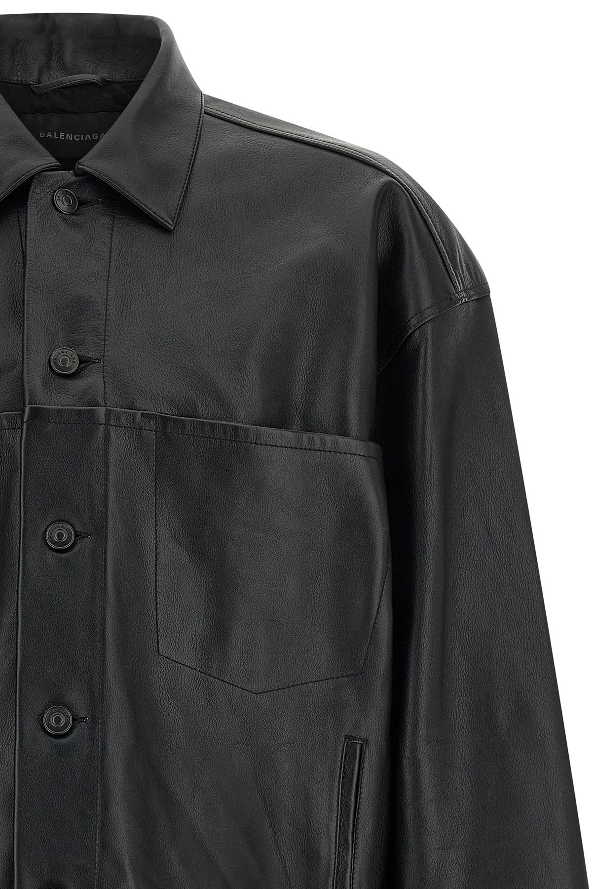 Balenciaga Men's Leather Jacket in Black