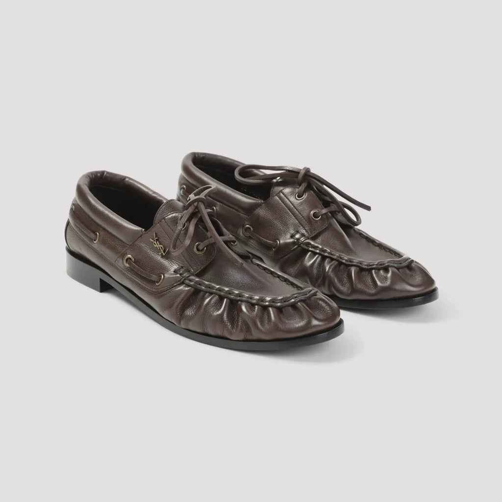 Saint Laurent Men's Le Loafers YSL Loafers in Dark Brown