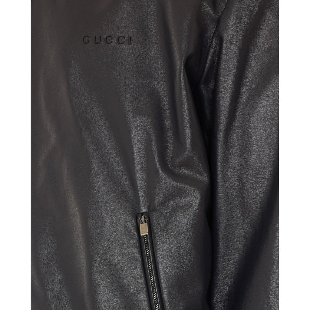 Gucci Men's Leather Jacket in Grey