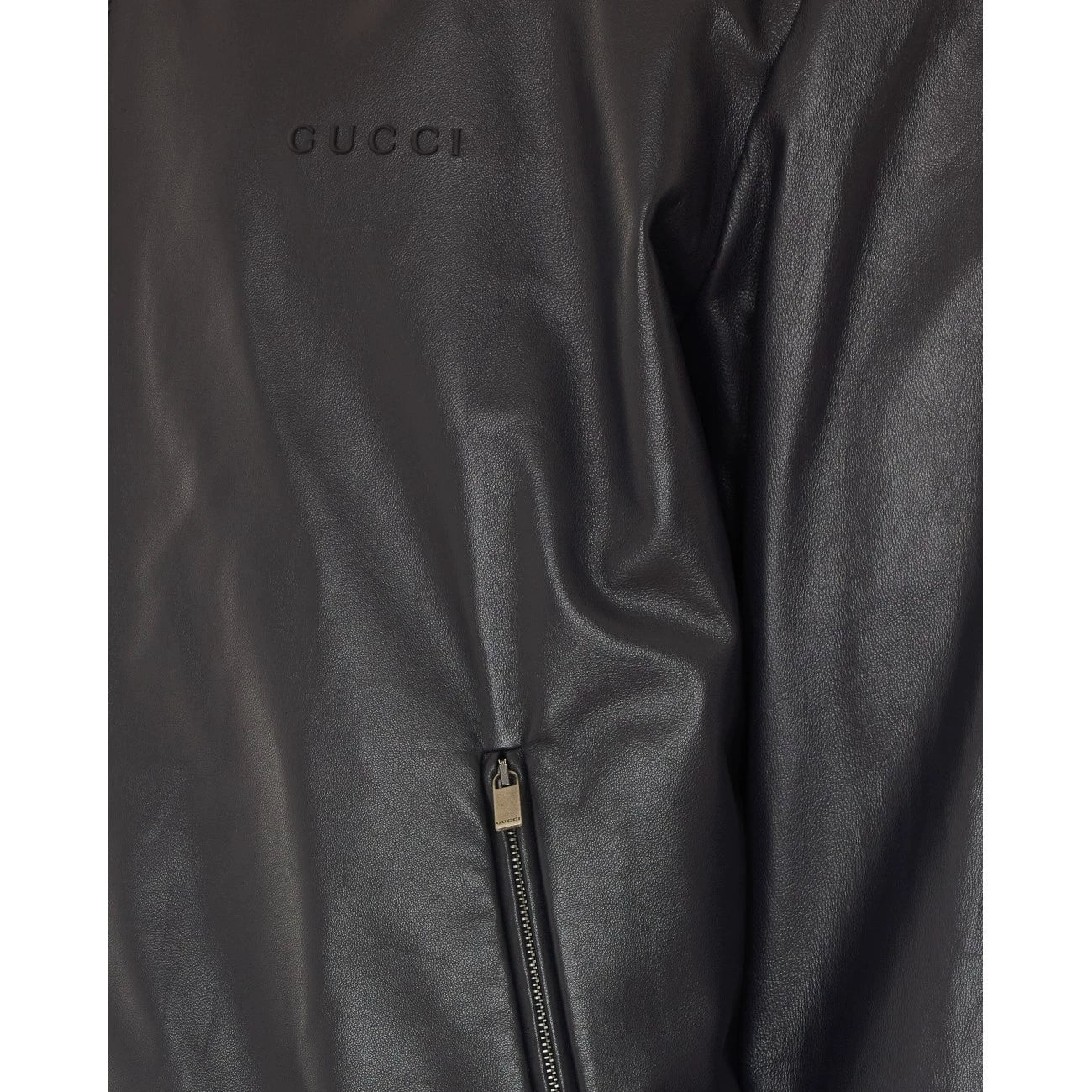 Gucci Men's Leather Jacket in Grey