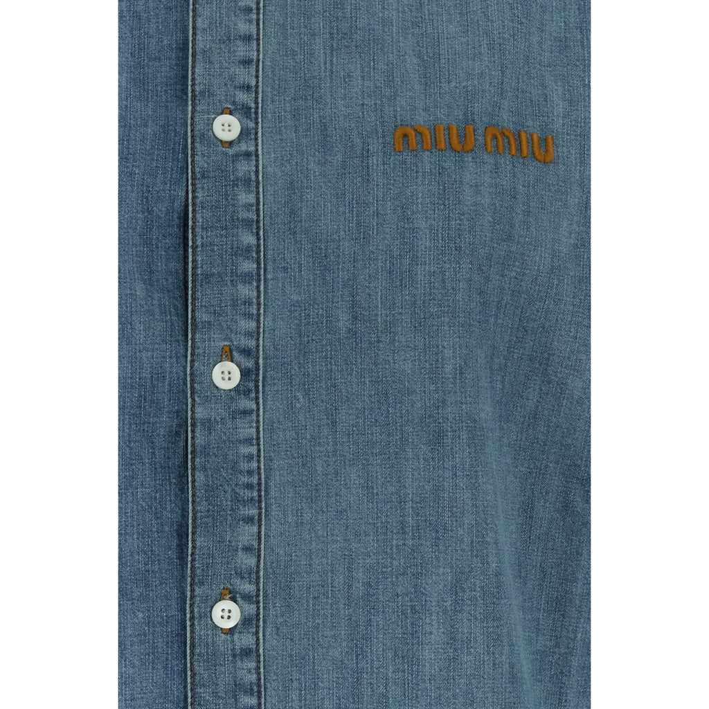 Miu Miu Women's Logo Shirt in Blue