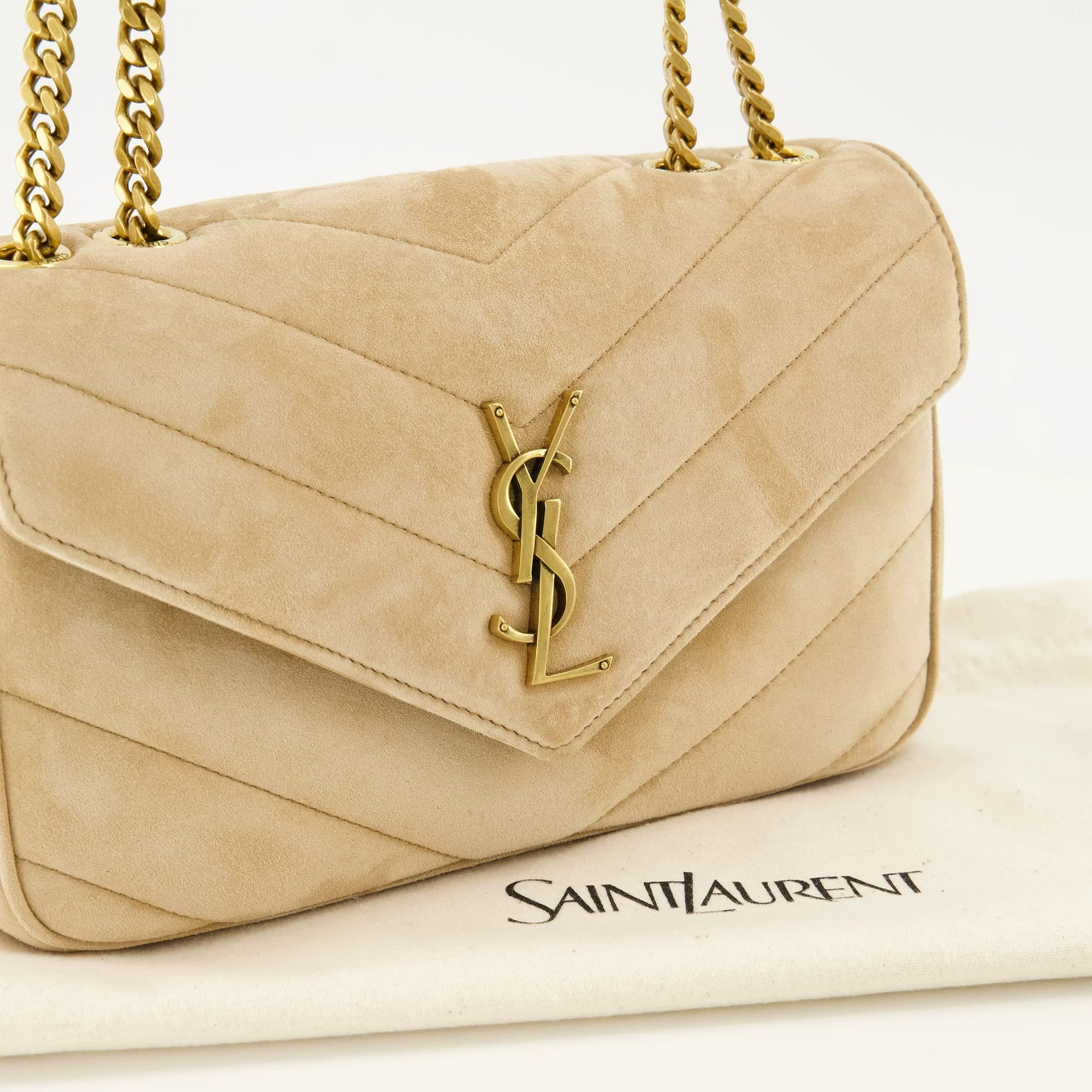 Saint Laurent YSL Loulou Small Shoulder Bag in White