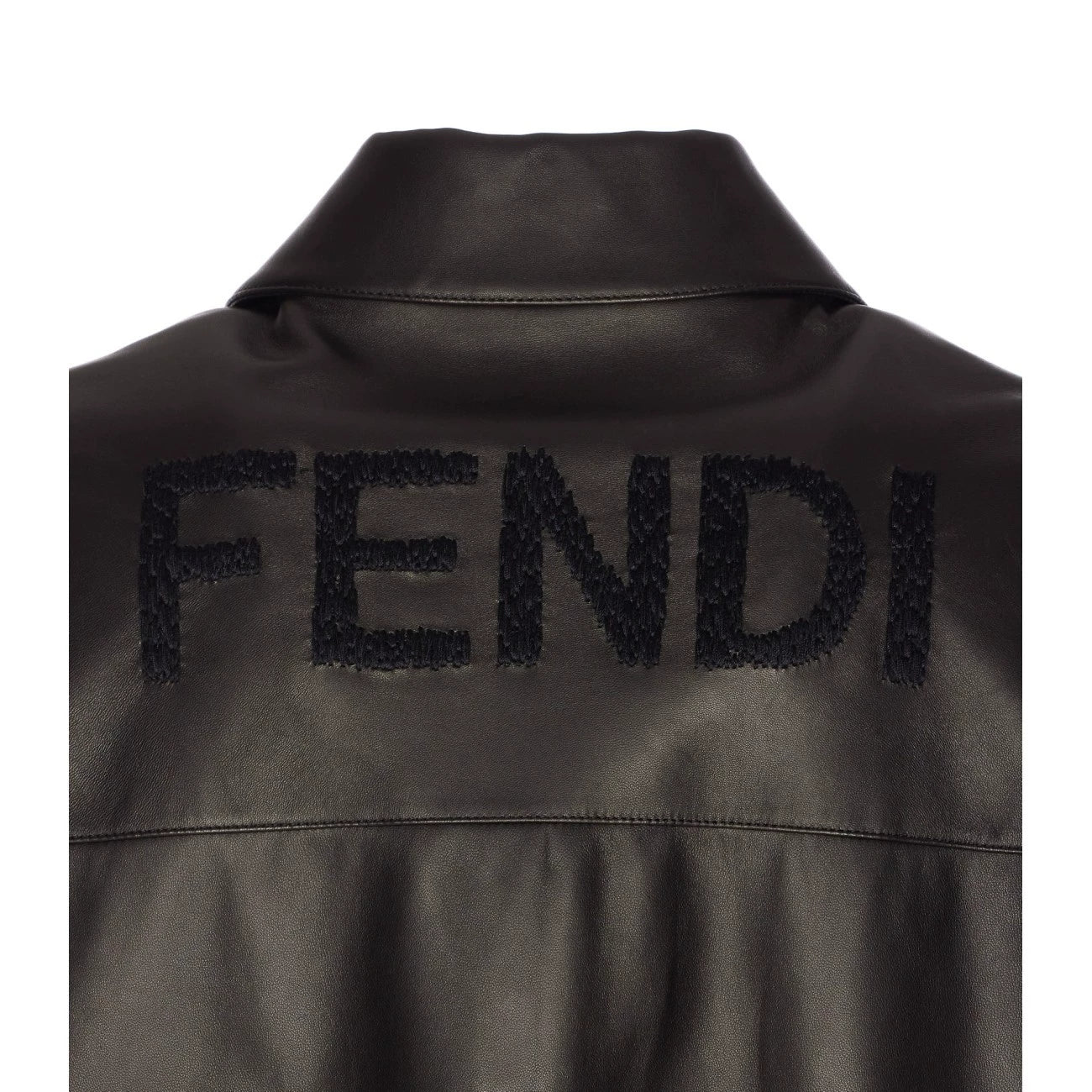 Fendi Men's Maxi Logo Leather Jacket in Black