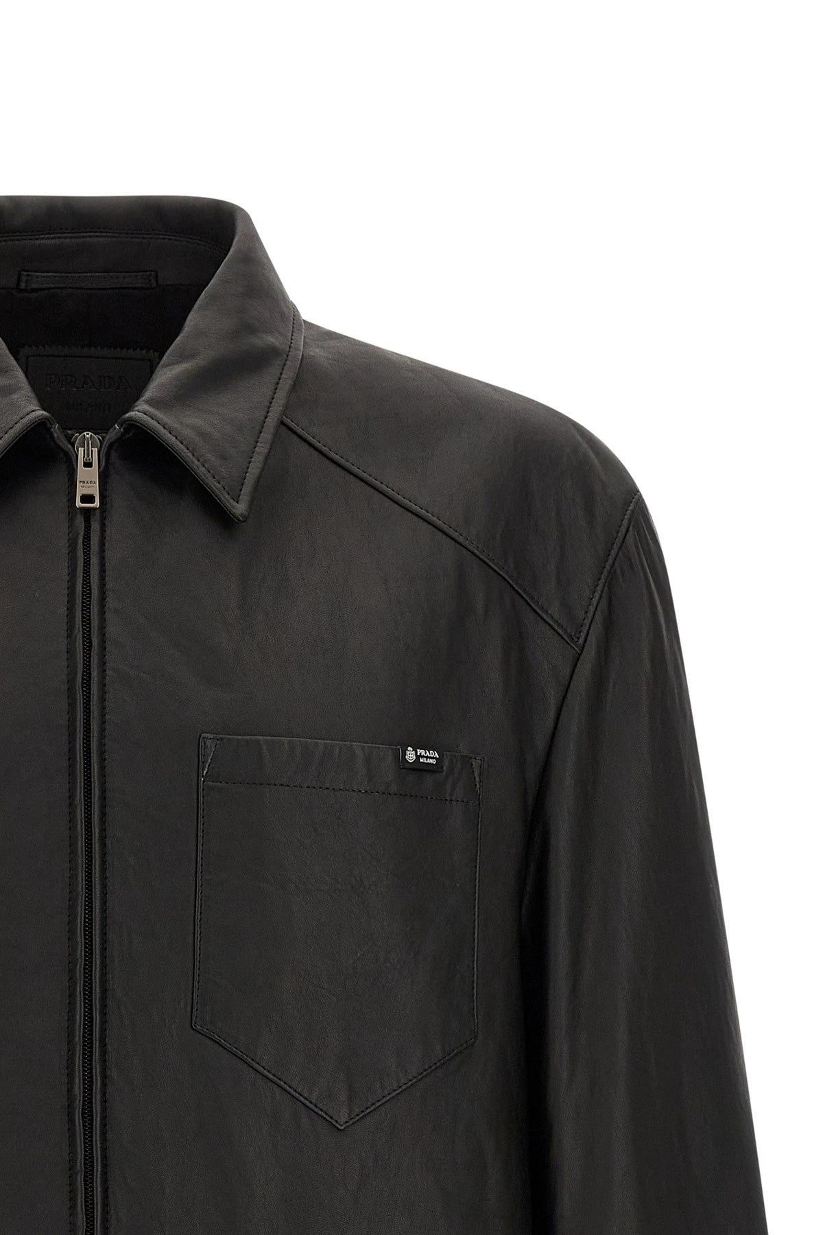 Prada Men's Leather Jacket in Black