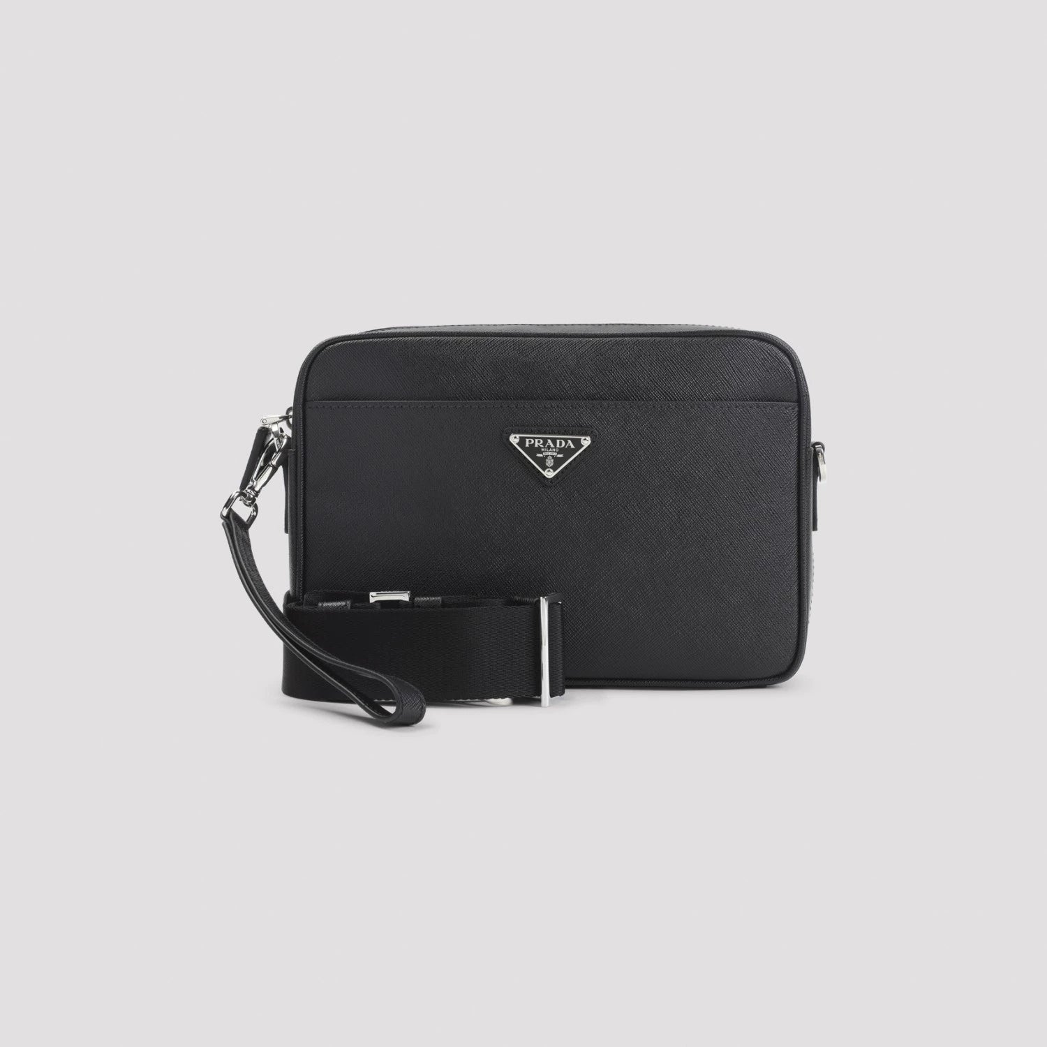 Prada Men's Bandoliera Crossbody Bag in Black