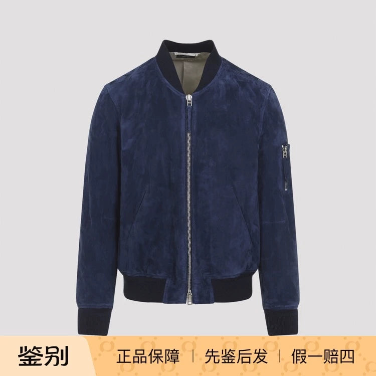 Tom Ford Men's Leather Jacket in Blue