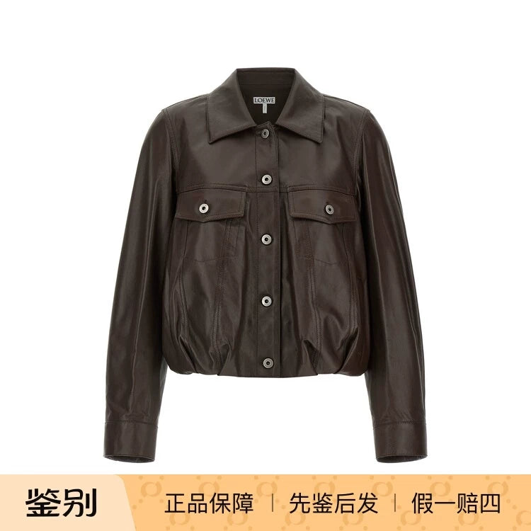 Loewe Women's Leather Jacket in Brown