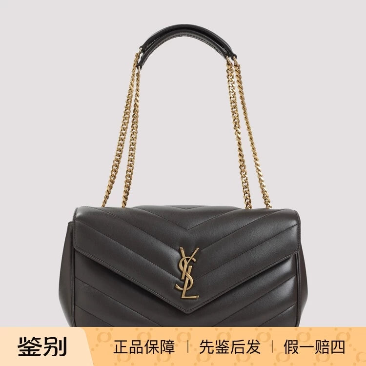 Saint Laurent YSL Loulou Medium Shoulder Bag in Grey