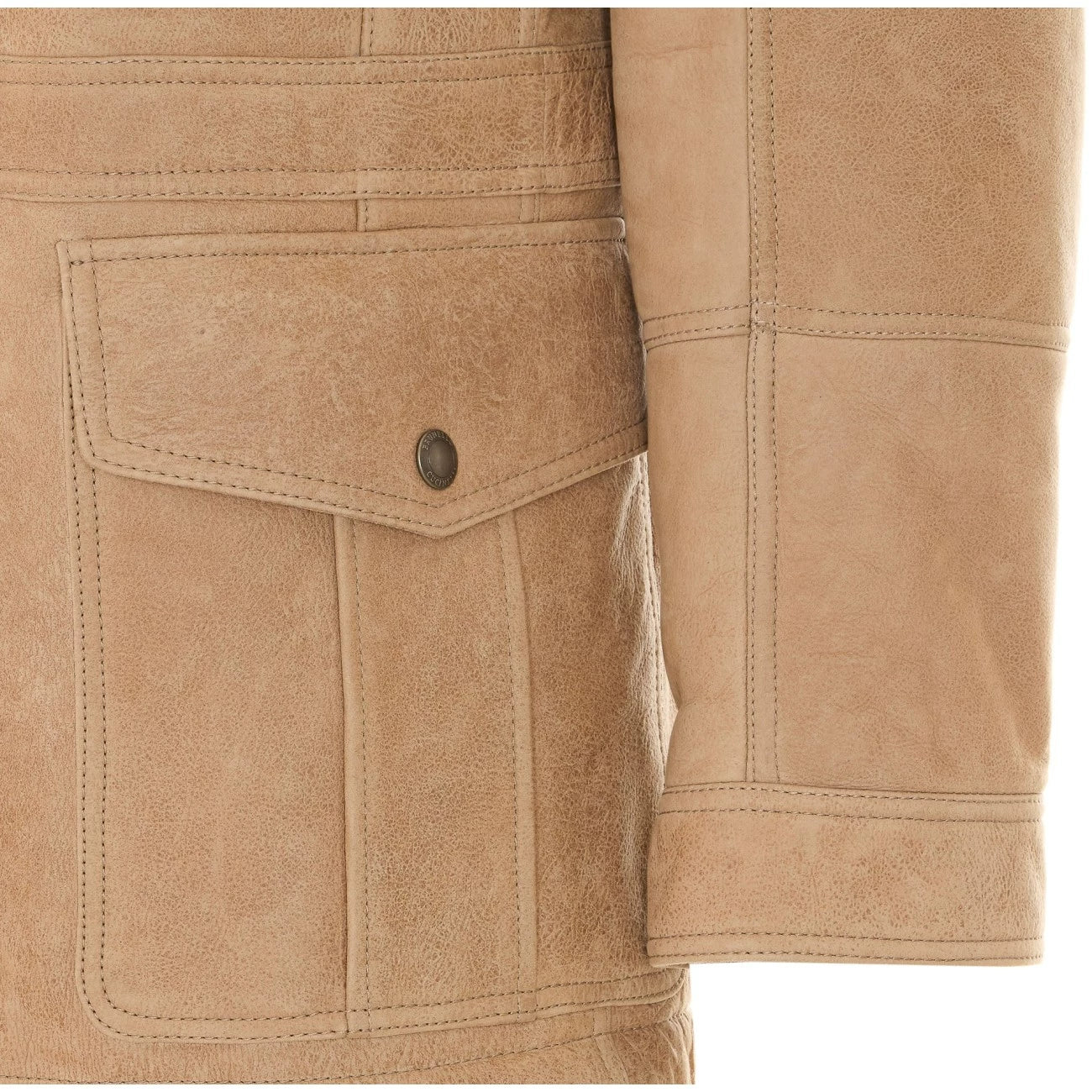 Brunello Cucinelli Men's Leather Jacket in Beige