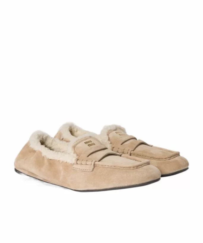 Miu Miu Women's Ruches Loafers in Beige