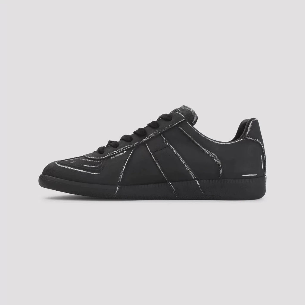 MAISON MARGIELA Men's Replica Leather Sneakers in Black