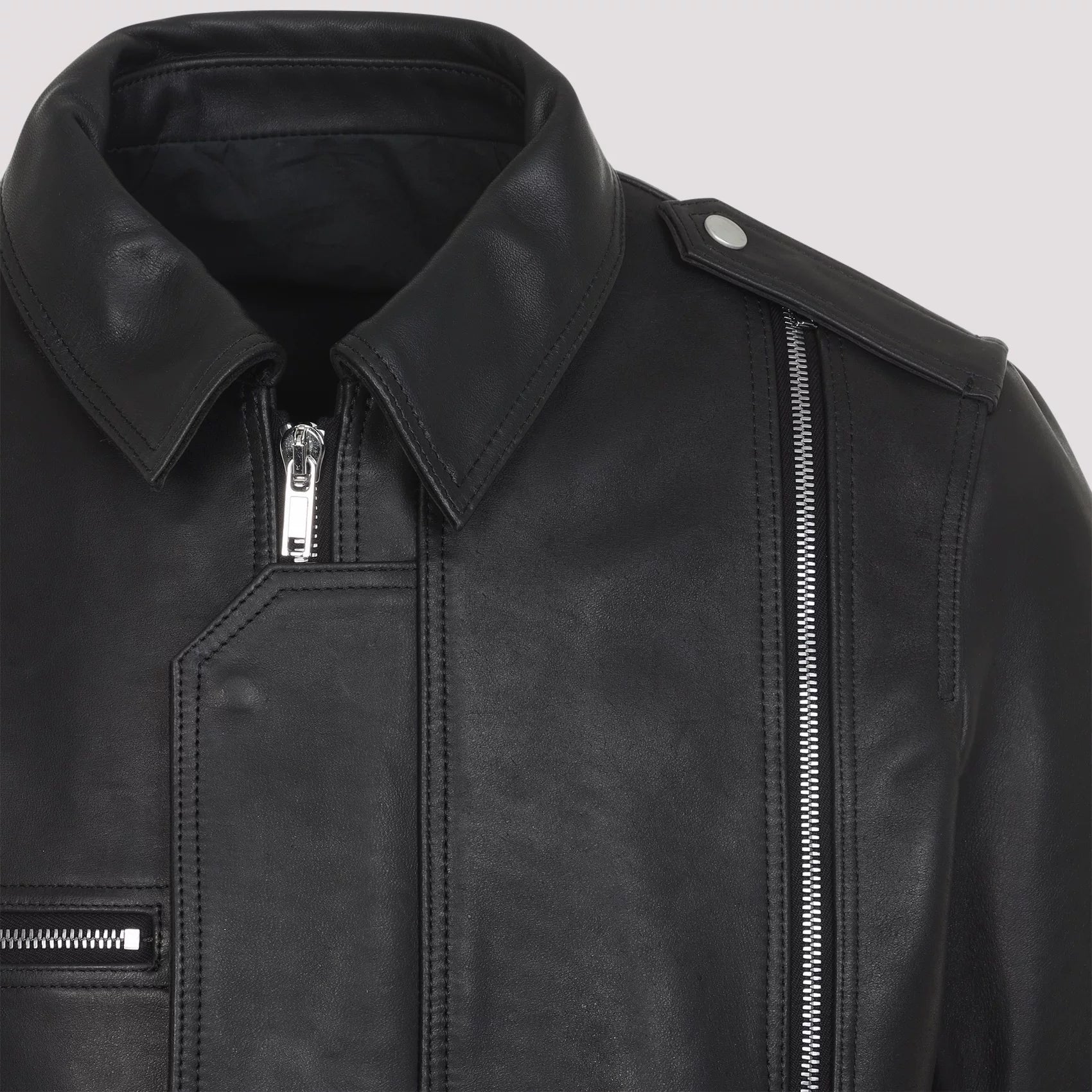 Rickowens Men's Rick Owens Leather Jacket in Black
