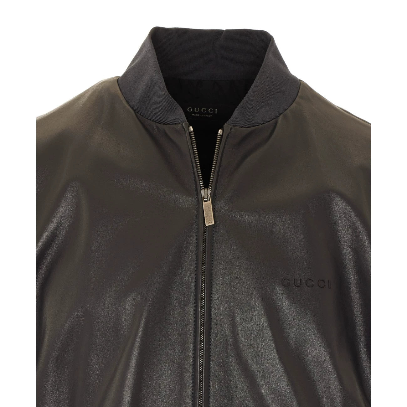 Gucci Men's Leather Jacket in Grey