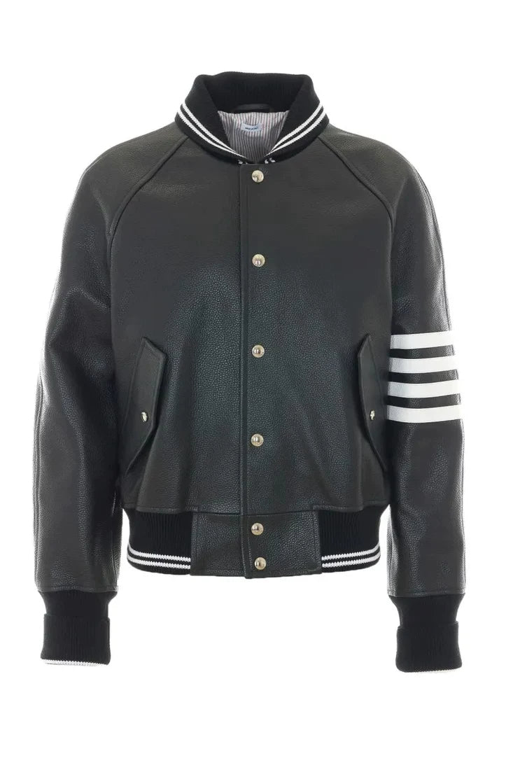 Thom Browne Men's Leather Jacket in Black