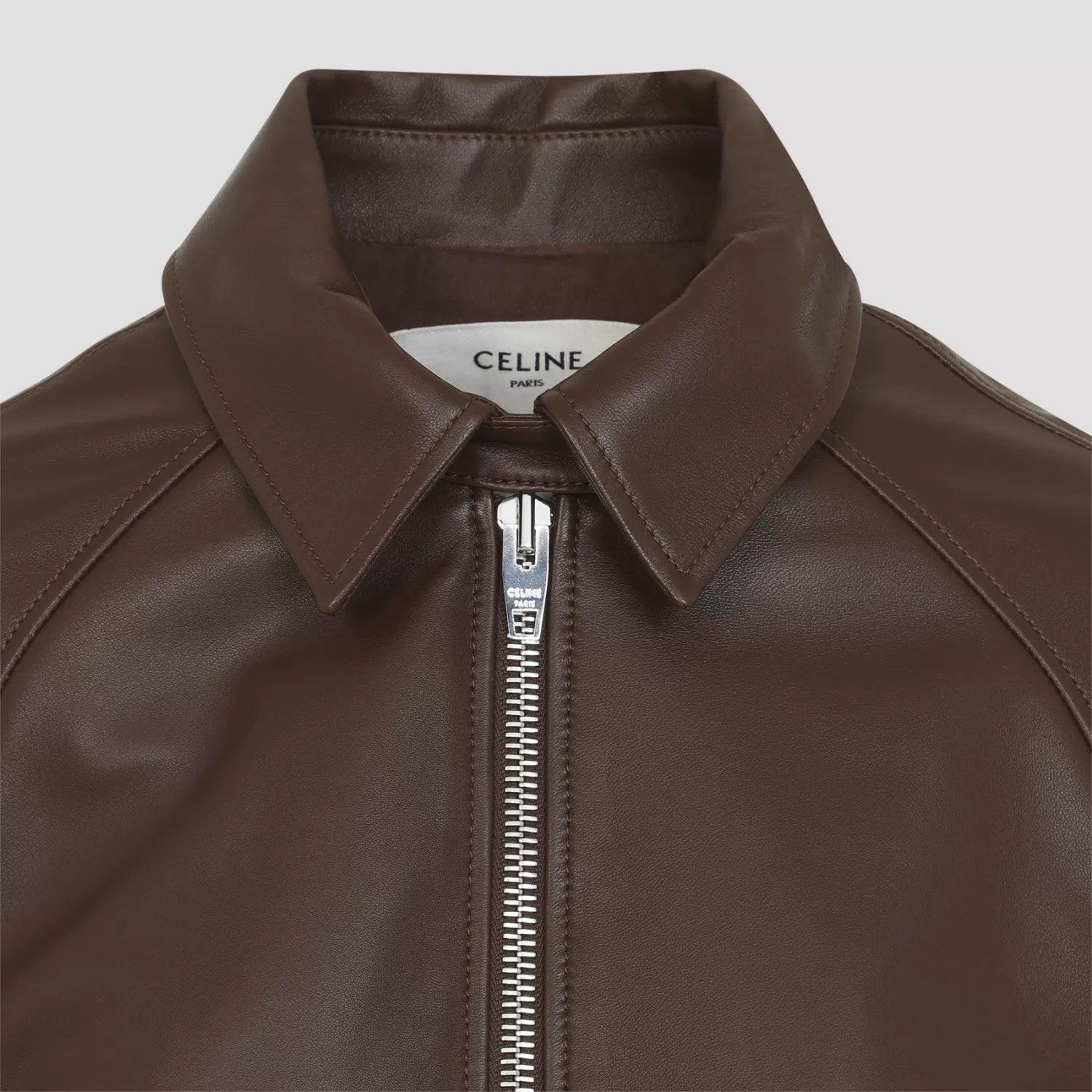Celine Women's Leather Jacket in Brown