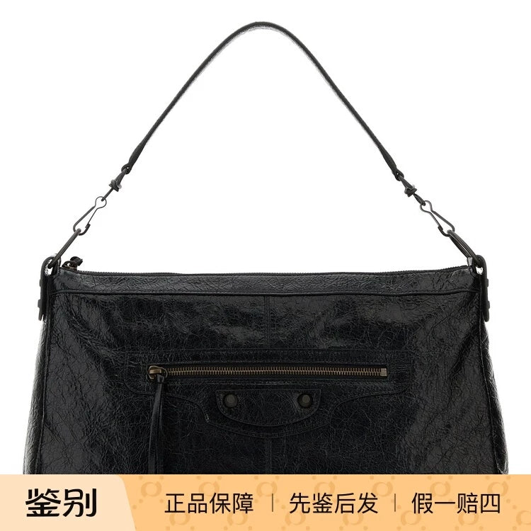 Balenciaga Men's Le City Moto Medium Shoulder Bag in Black