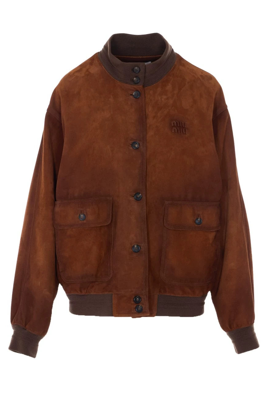 Miu Miu Women's Leather Jacket in Brown