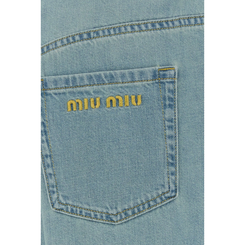 Miu Miu Women's Logo Jeans in Light Blue