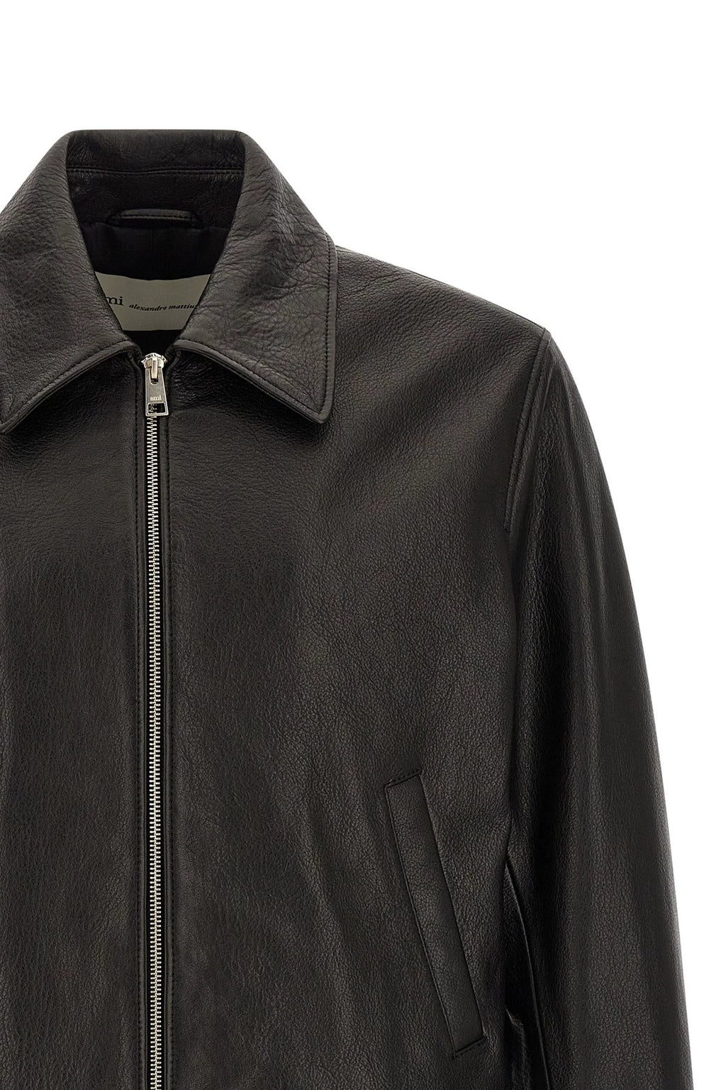 Ami Paris Men's Leather Jacket in Black