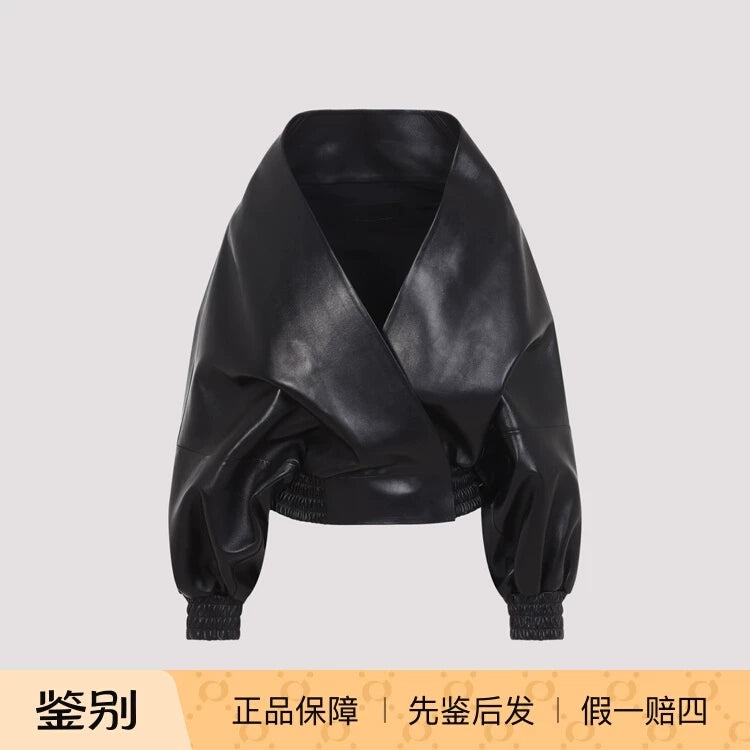 Balenciaga Women's Leather Jacket in Black