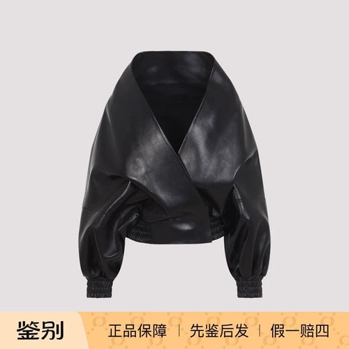 Balenciaga Women's Leather Jacket in Black