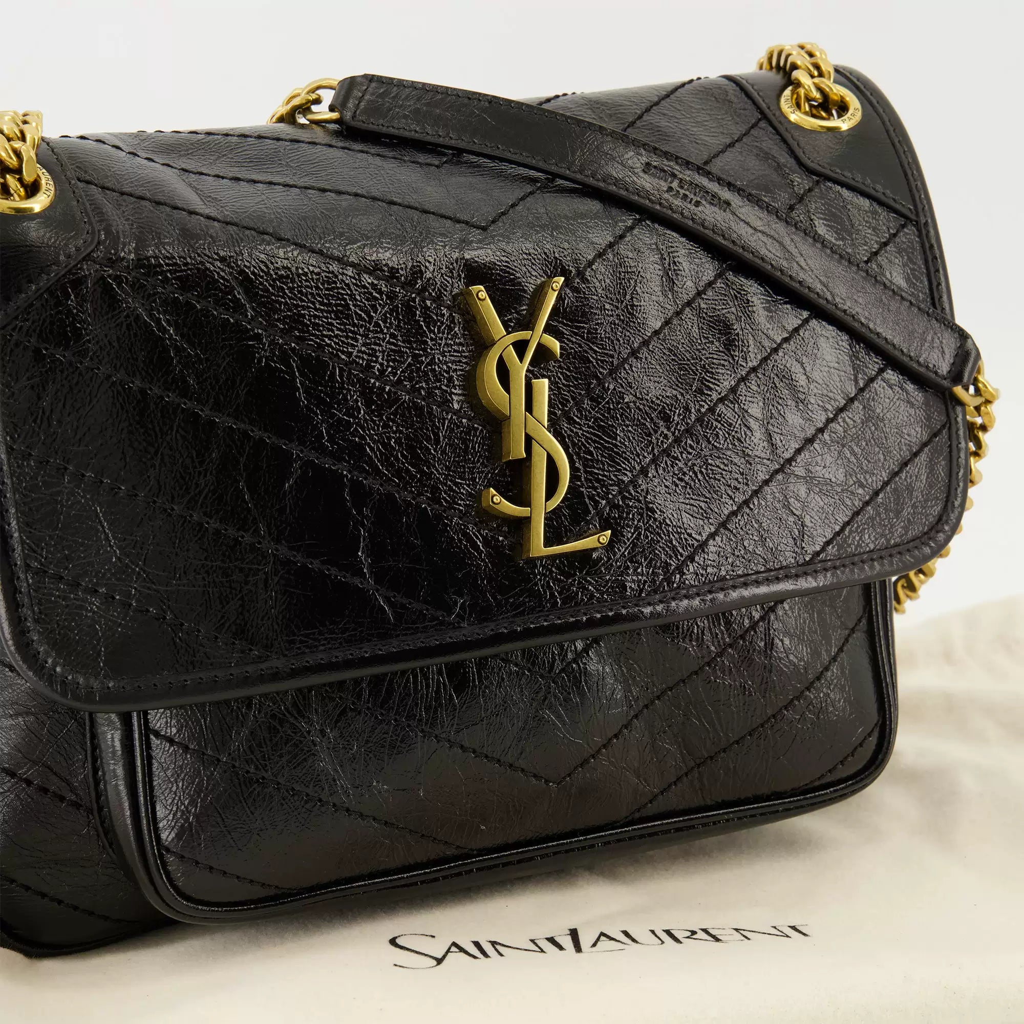 Saint Laurent Women's YSL Niki Medium Shoulder Bag in Black