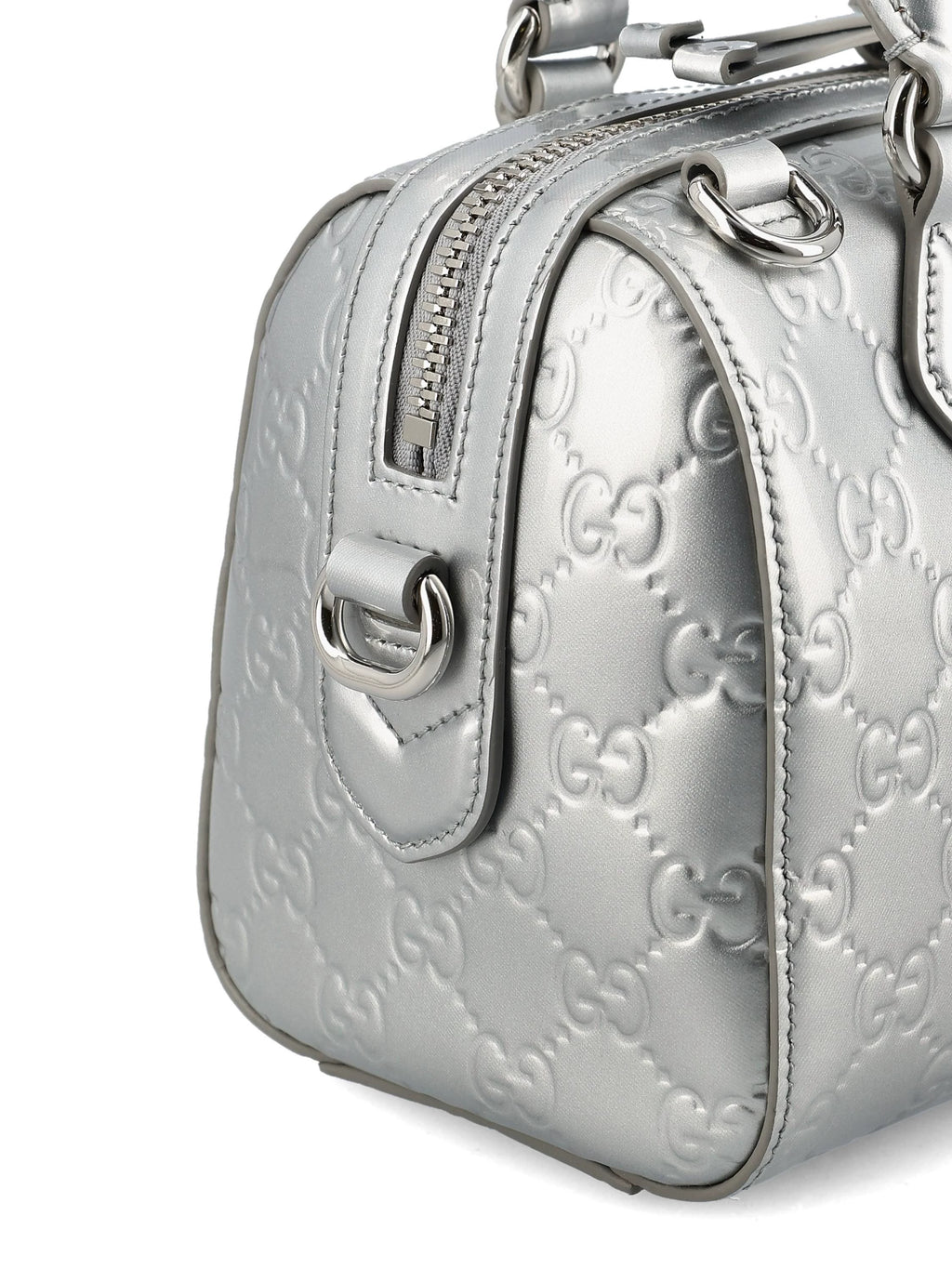 Gucci Women's Emblem Small Shoulder Bag in Silver