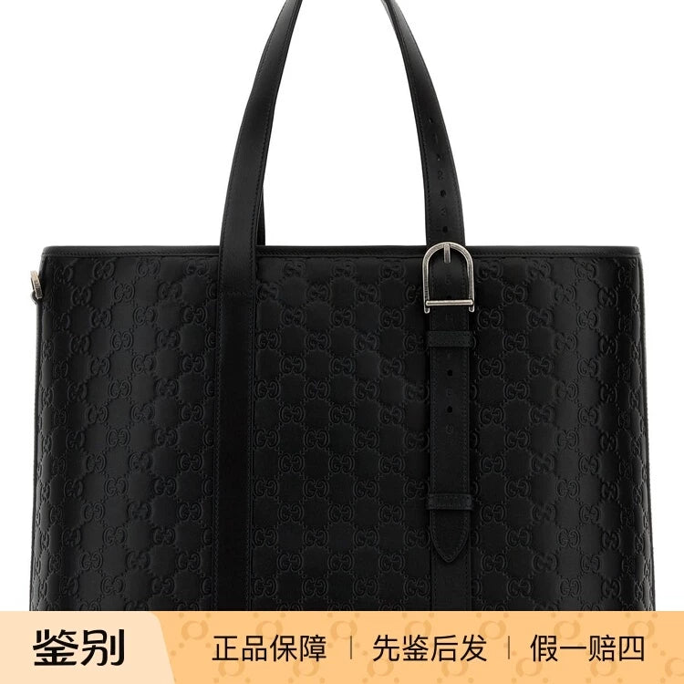 Gucci Men's Emblem Large Bag in Black