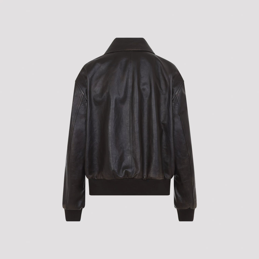 Prada Women's Leather Jacket in Brown