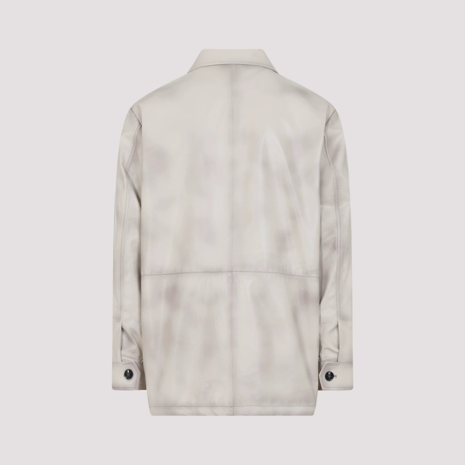 Kiton Men's Leather Jacket in Beige