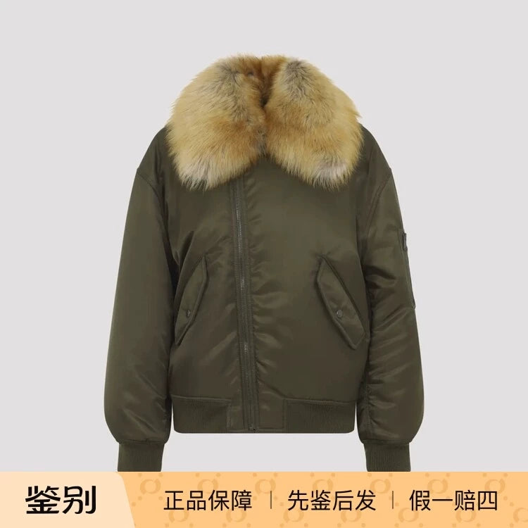 Saint Laurent Women's YSL Coat in Green