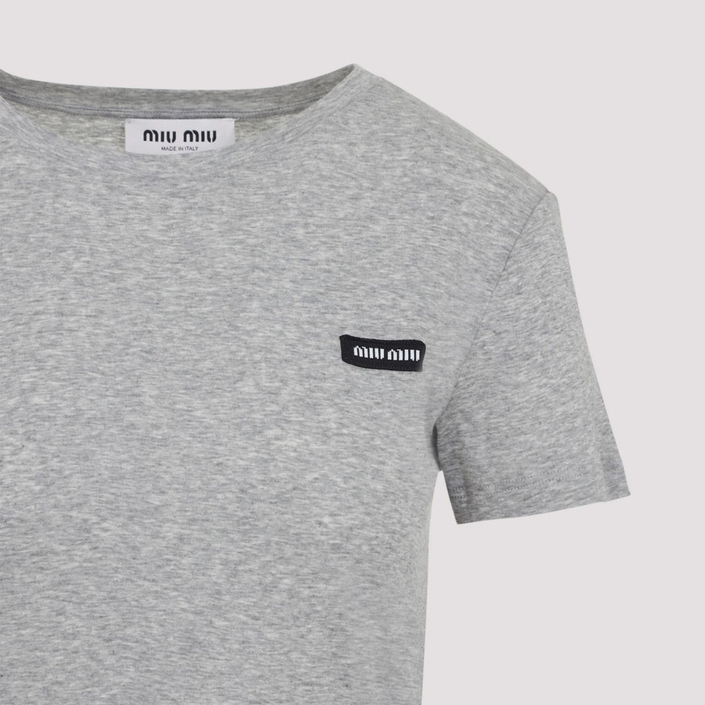Miu Miu Women's Logo T-Shirt in Grey