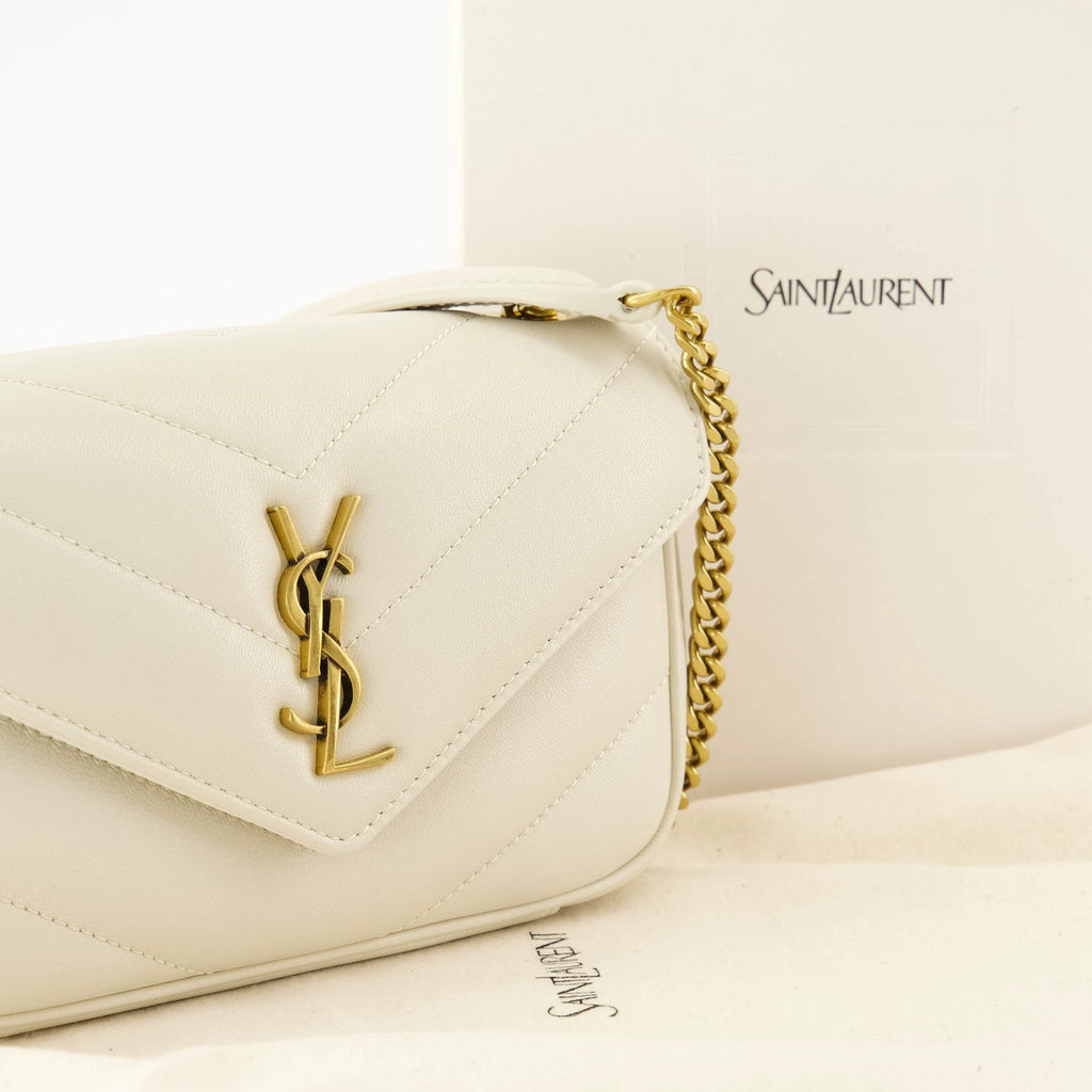 Saint Laurent Women's YSL Loulou Mini Bag in White