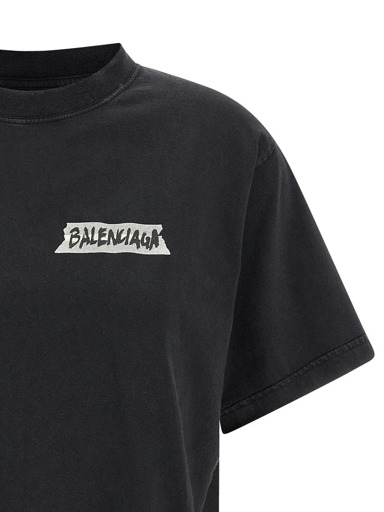 Balenciaga Women's Logo T-Shirt in Black