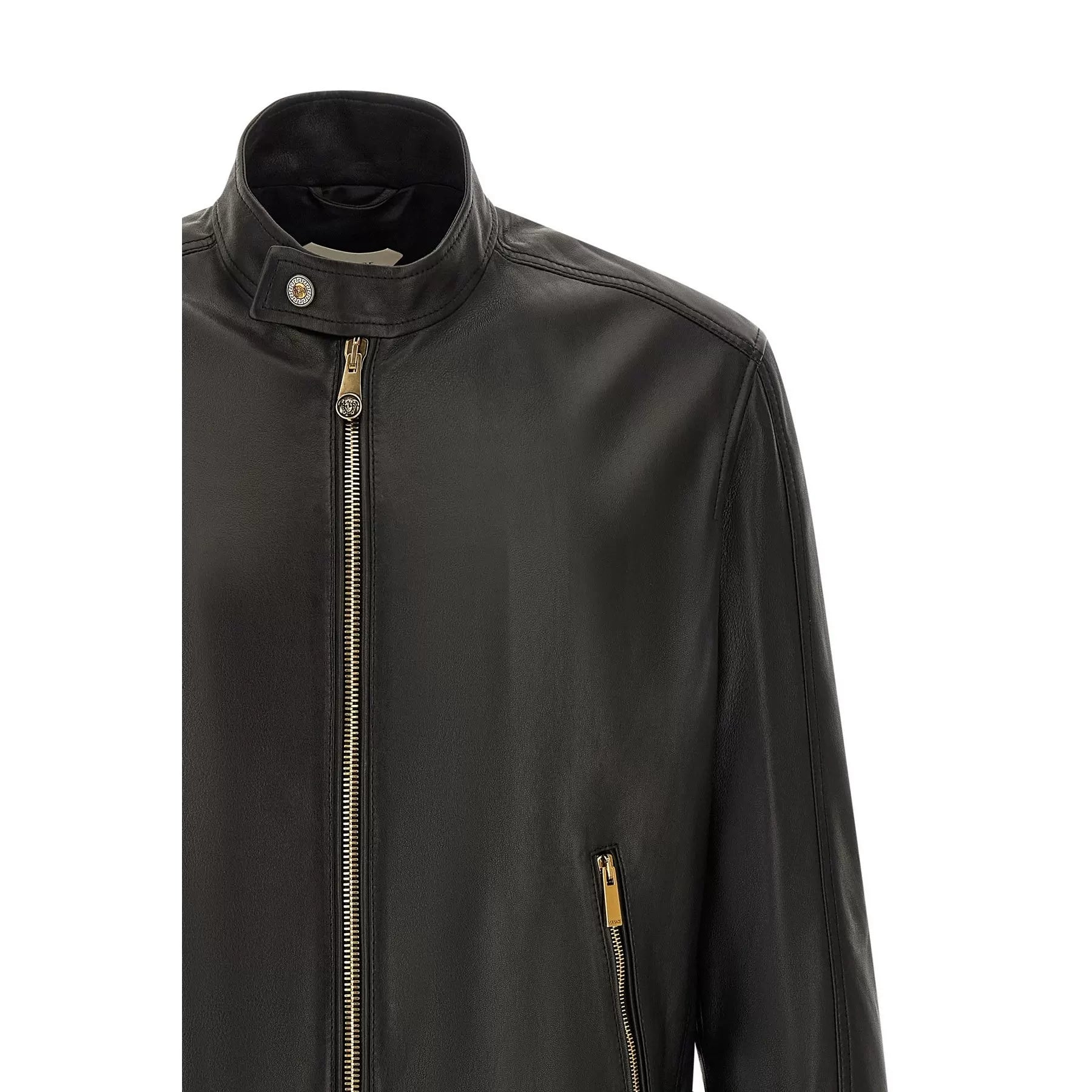 Versace Men's Leather Jacket in Black