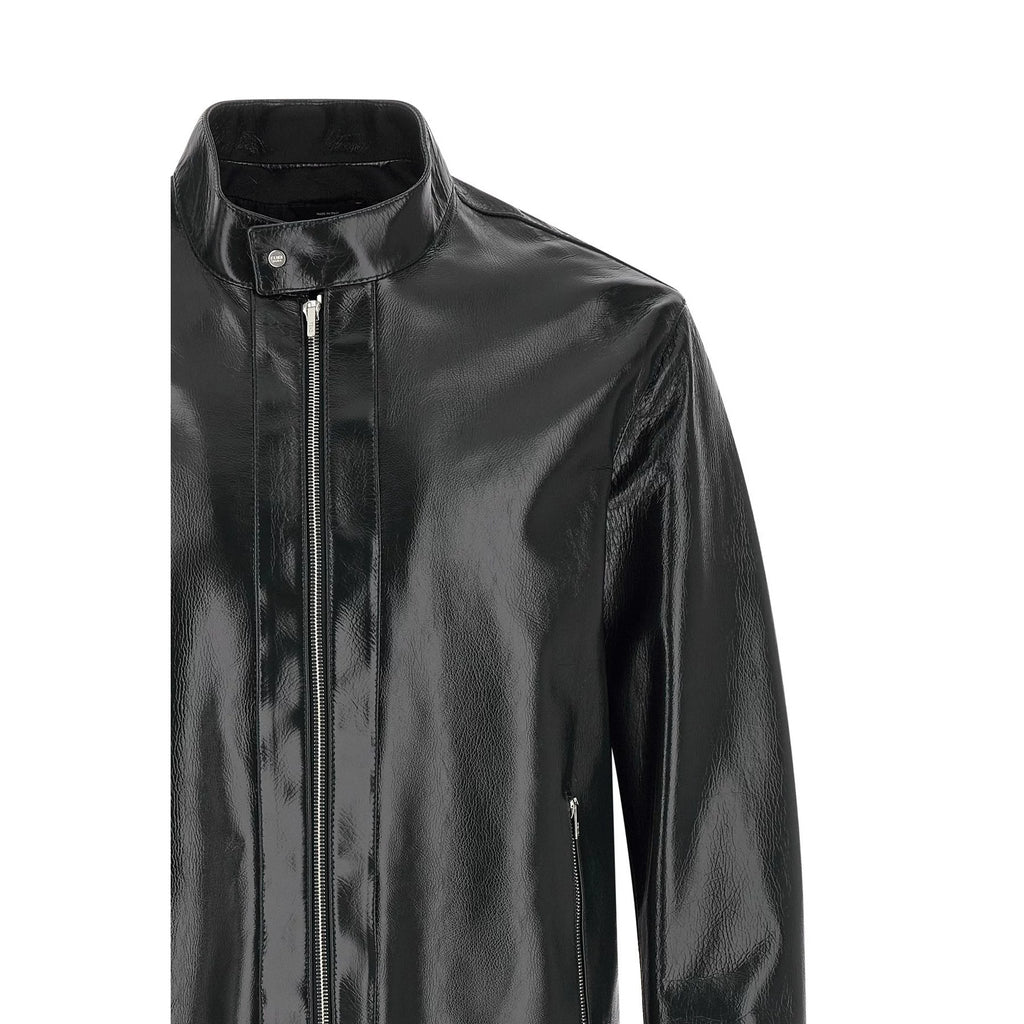 Fendi Men's Logo Leather Jacket in Blue