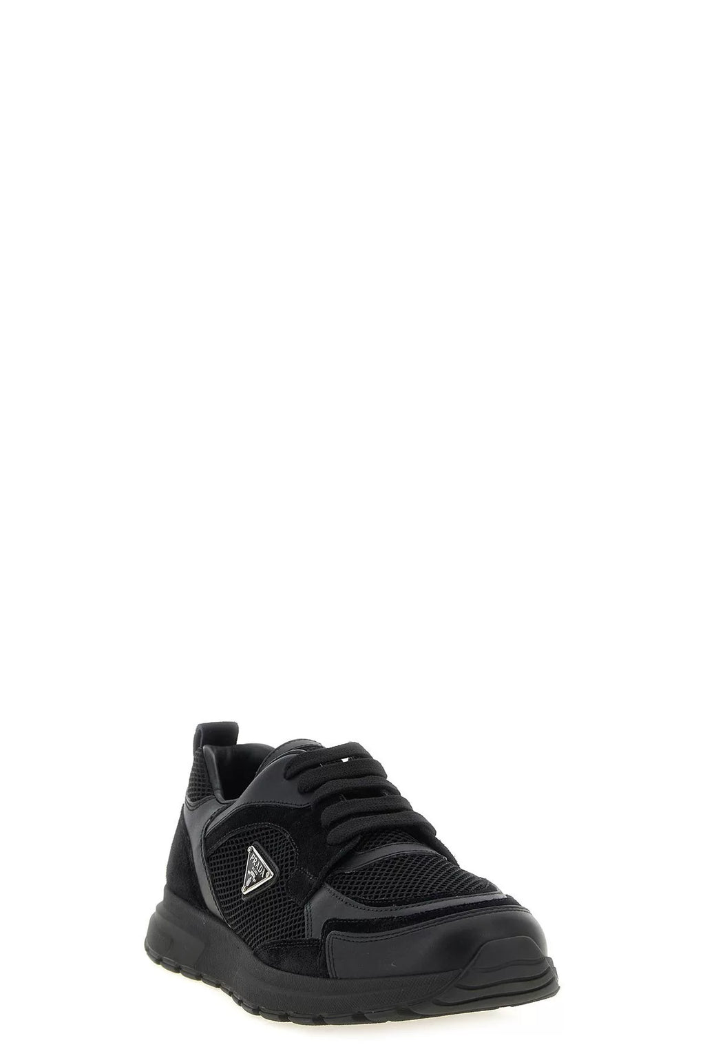 PRADA Men's Prax Mesh Leather Sneakers in Black