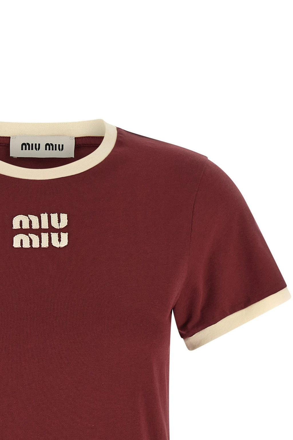 Miu Miu Women's Logo T-Shirt in Burgundy