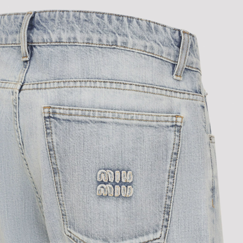 Miu Miu Women's Logo Jeans in Light Blue