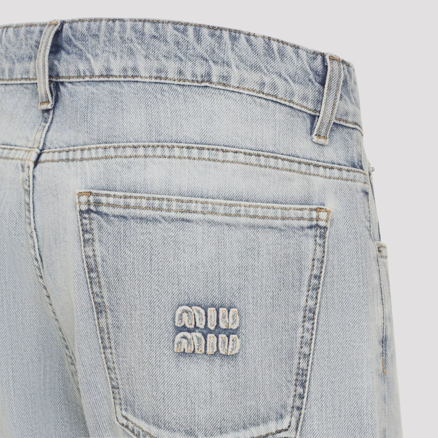 Miu Miu Women's Logo Jeans in Light Blue