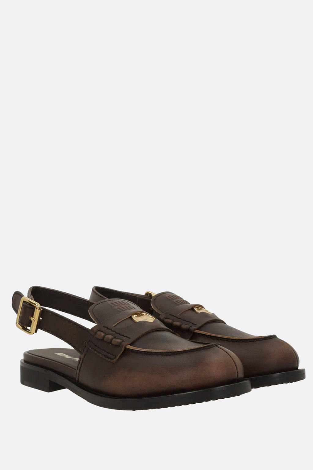 Miu Miu Women's Slingback Loafers in Dark Brown