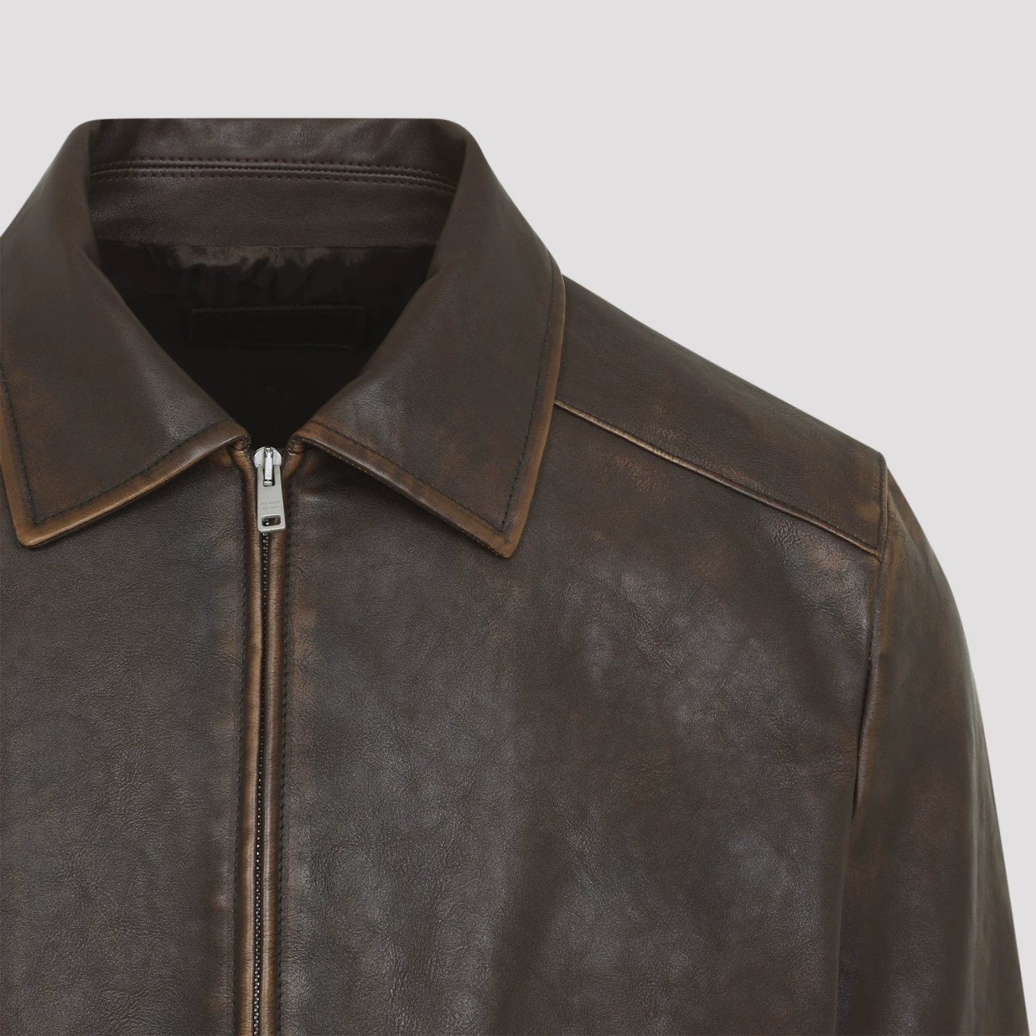 Prada Men's Leather Jacket in Brown