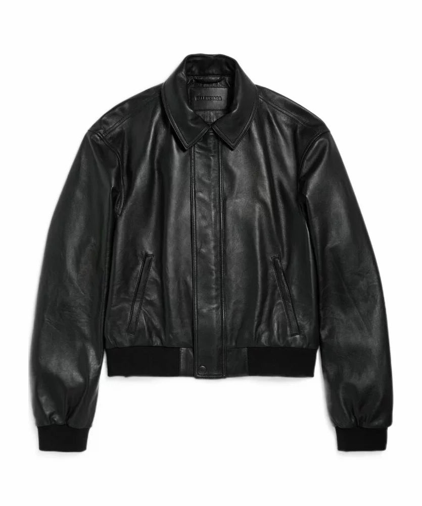 Balenciaga Men's Leather Jacket in Black