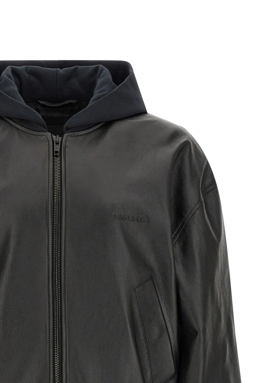 Balenciaga Men's Leather Jacket in Black