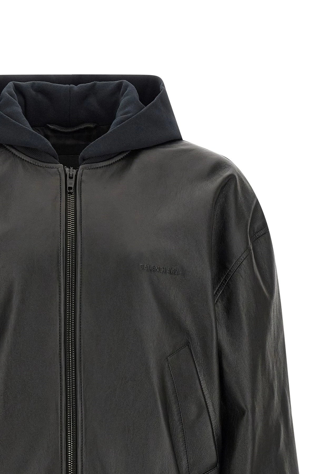 Balenciaga Men's Leather Jacket in Black