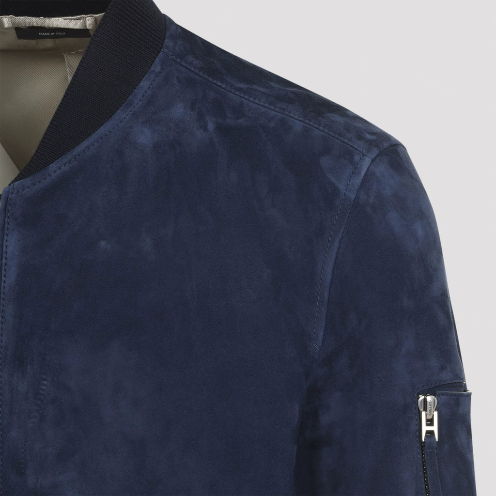 Tom Ford Men's Leather Jacket in Blue