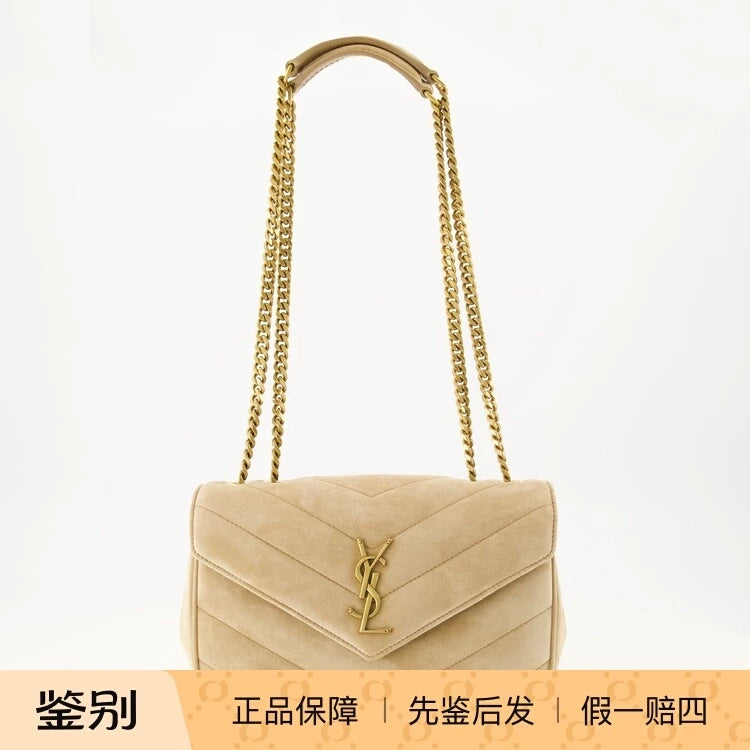 Saint Laurent YSL Loulou Small Shoulder Bag in White