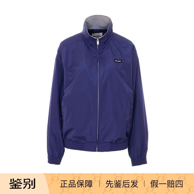 Miu Miu Women's Logo Coat in Blue