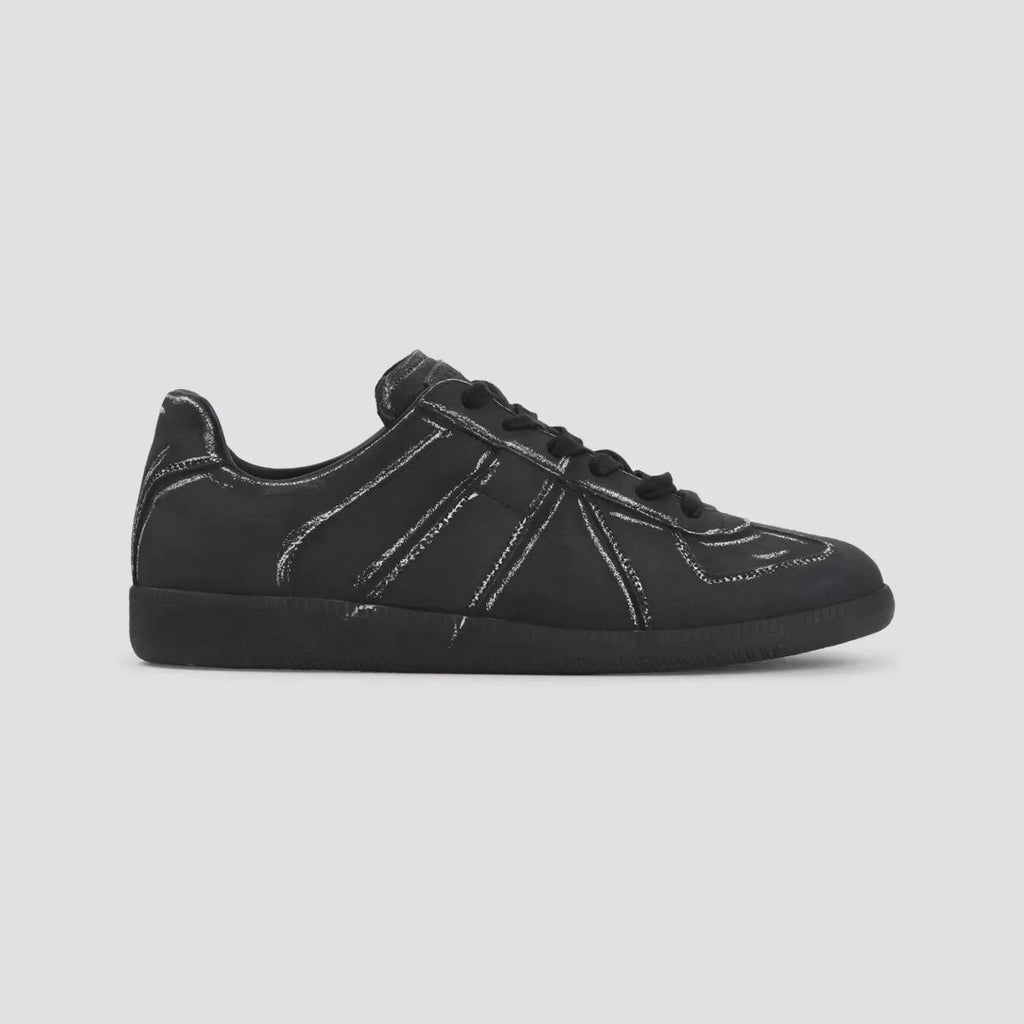 MAISON MARGIELA Men's Replica Leather Sneakers in Black